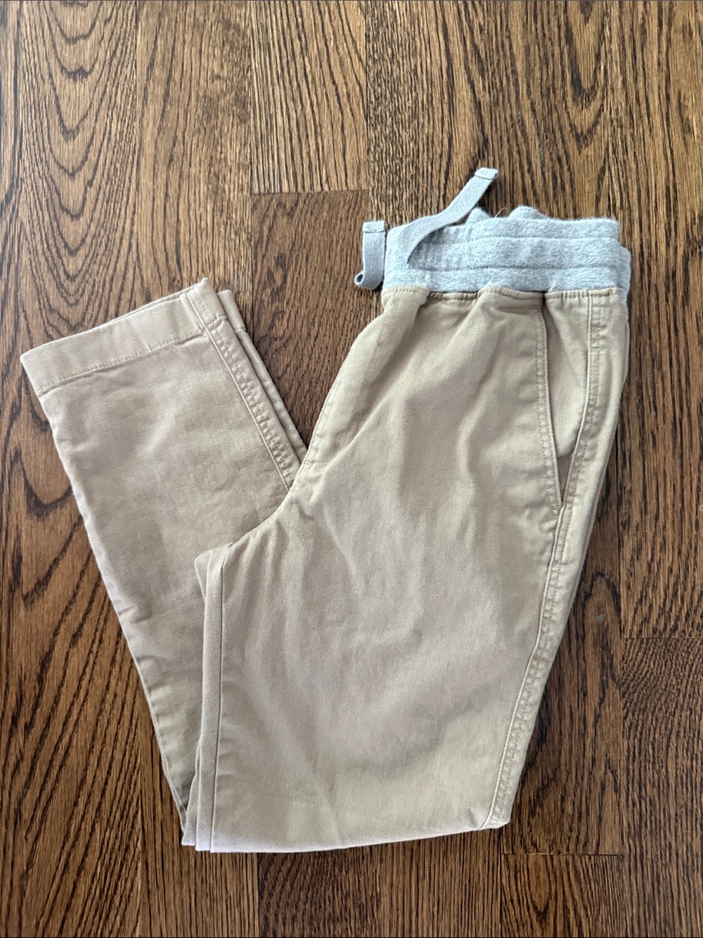 J. Crew Factory Kids Khaki Pants with Gray Elastic Waistband